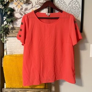 Spense Coral Button-Accent Blouse